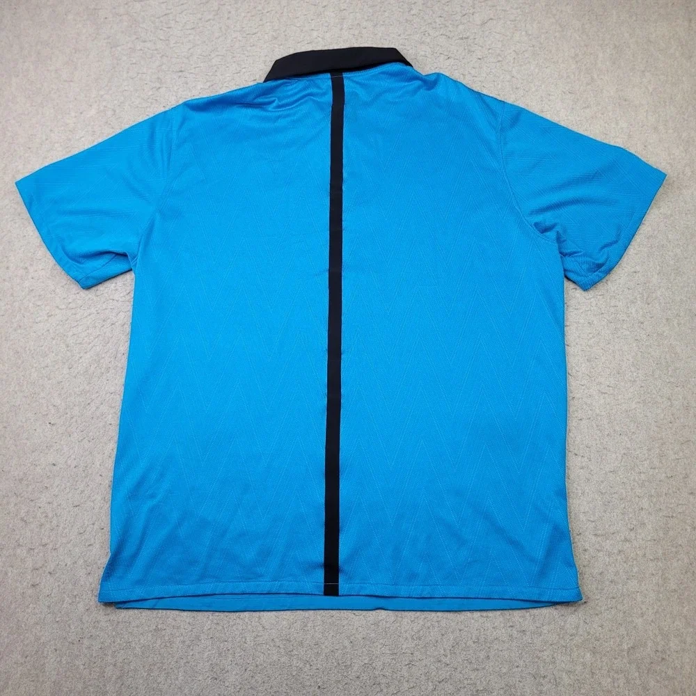 Nike Dri Fit Carolina Panthers Polo Shirt Mens 2XL Blue Short Sleeve Black Trim‎